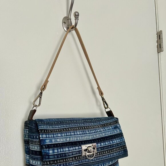 Denim Crossbody Bag with Chain & Leather straps - Picture 2 of 9